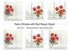 Red Roses by Rainy Window Clipart Bundle