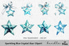 Sparkling Blue Crystal Star Clipart Bundle