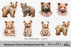 Whimsical Floral Woodland Bear Clipart Bundle