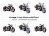 Classic Cruiser Motorcycle Illustrations Clipart Bundle
