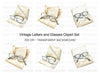 Vintage Letters and Glasses Clipart Bundle