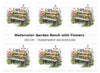 Rustic Bench in Blooming Garden Clipart Bundle