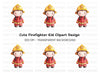 Cute Firefighter Kids Clipart Bundle