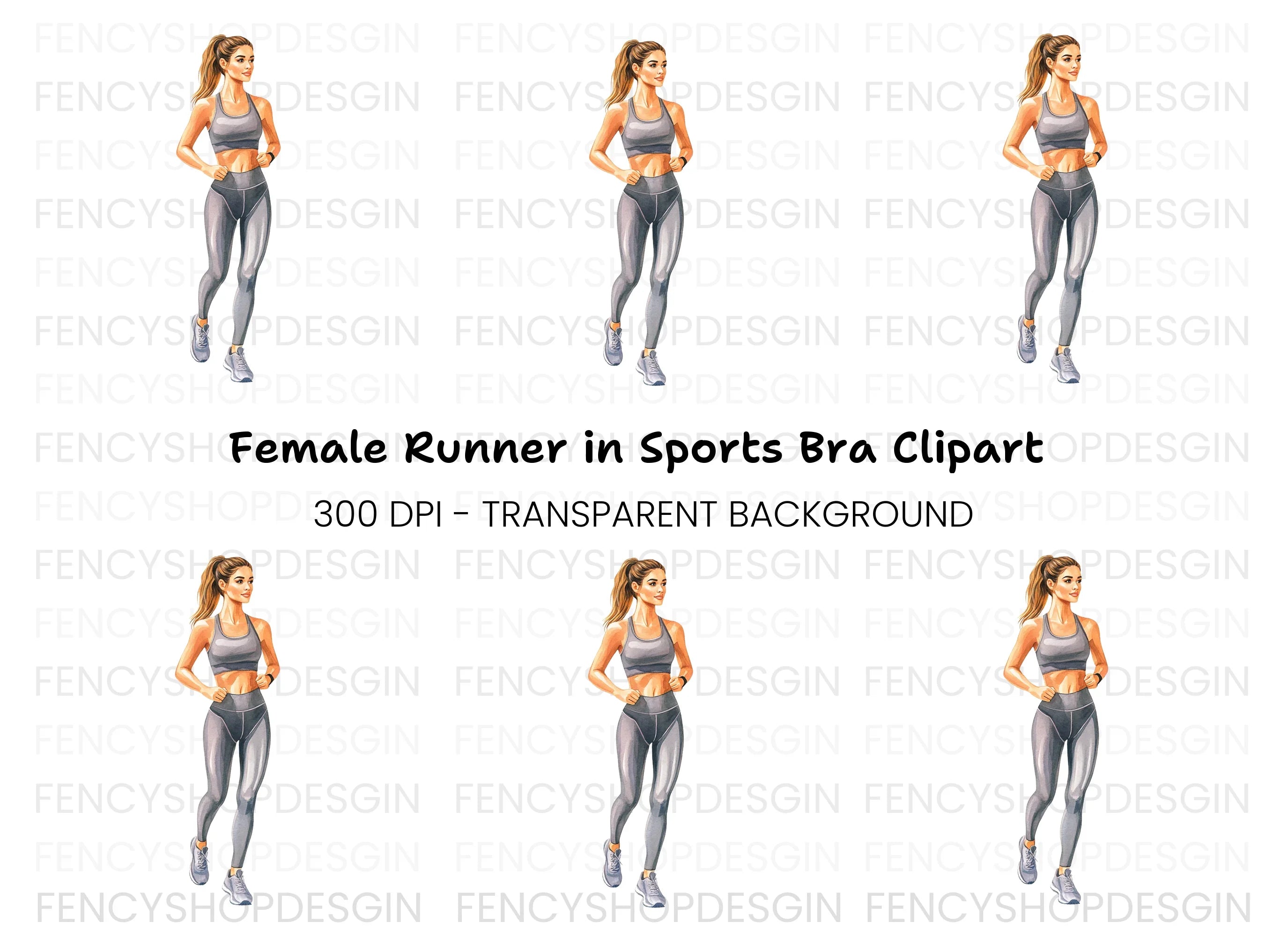 Female Runner Athletic Woman Clipart Bundle