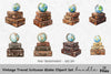 Vintage Travel Suitcase Globe Clipart Bundle