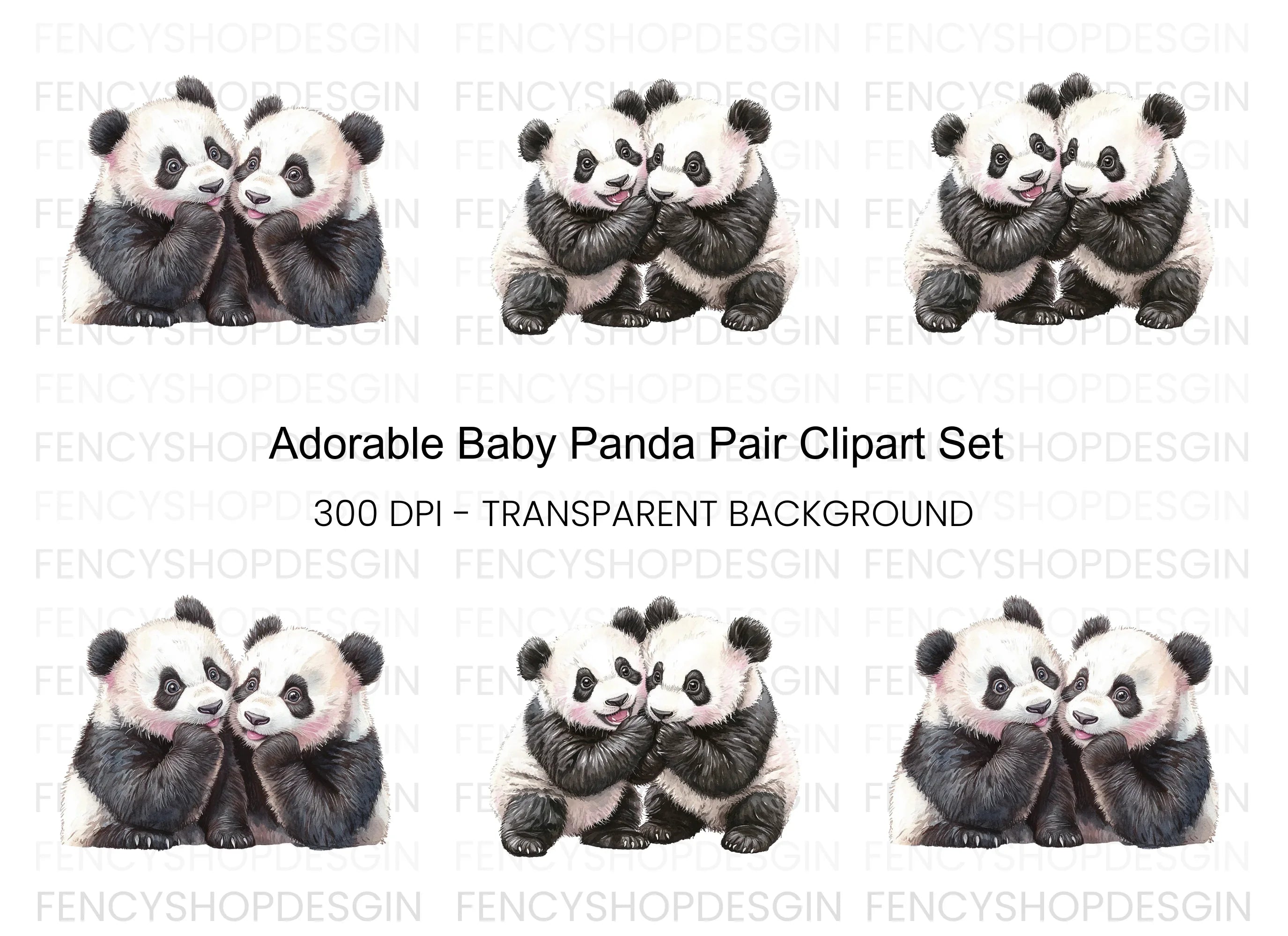 Adorable Baby Panda Friends Clipart Bundle