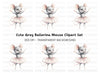 Twin Grey Ballerina Mice Clipart Bundle