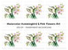 Hummingbird and Pink Flowers Clipart Bundle