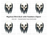 Bird Skull with Feathers Clipart Bundle