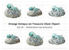 Blue Octopus on Rock Clipart Bundle