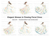 Flowing Floral Dress Clipart Bundle