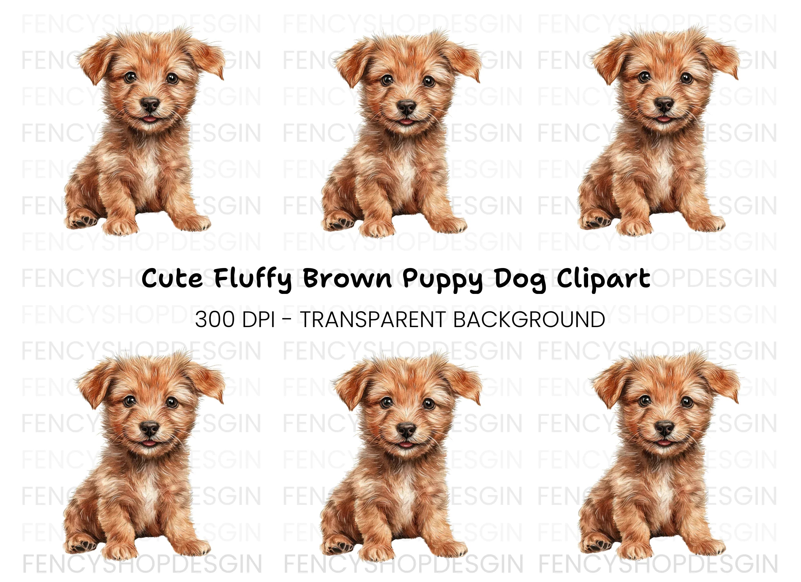 Adorable Brown Puppy Clipart Bundle