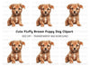 Adorable Brown Puppy Clipart Bundle