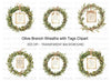 Olive Branch Wreath Clipart Bundle with Tag