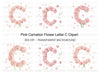 Pink Carnation Letter Clipart Bundle