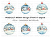 Winter Village Christmas Ornament Clipart Bundle