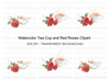 Elegant Tea Cup with Red Roses Clipart Bundle