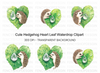 Cute Hedgehogs on Heart Leaves Clipart Bundle