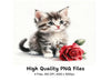 Sweet Kittens with Red Roses Clipart Bundle