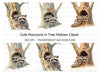 Raccoon Couple in Tree Hole Clipart Bundle