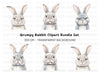 Grumpy Rabbit Faces Clipart Bundle