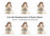 Cute Girl Reading Book Clipart Bundle