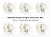 Sweet Green Baby Dragon in Clouds Clipart Bundle