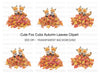 Cute Fox Cubs in Autumn Leaves Clipart Bundle