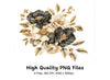 Vintage Black and Beige Flower Clipart Bundle