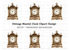 Antique Mantel Clock Clipart Bundle
