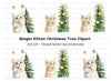 Christmas Cats with Festive Trees Clipart Bundle