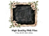 Floral Chalkboard Frame Clipart Bundle