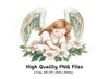Sleeping Angel with Flowers Clipart Bundle