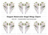 Elegant White Feather Angel Wings Clipart Bundle