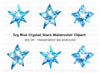 Sparkling Blue Crystal Star Clipart Bundle