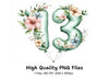 Floral Number 13 Balloon Clipart Bundle