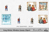 Snowy Window Winter Couple Clipart Bundle