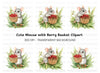 Cute Mice with Berries and Acorns Clipart Bundle