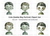 Zombie Boy Faces Clipart Bundle
