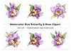 Orchid Butterfly Clipart Bundle