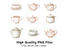 Vintage Teapots and Cups Clipart Bundle