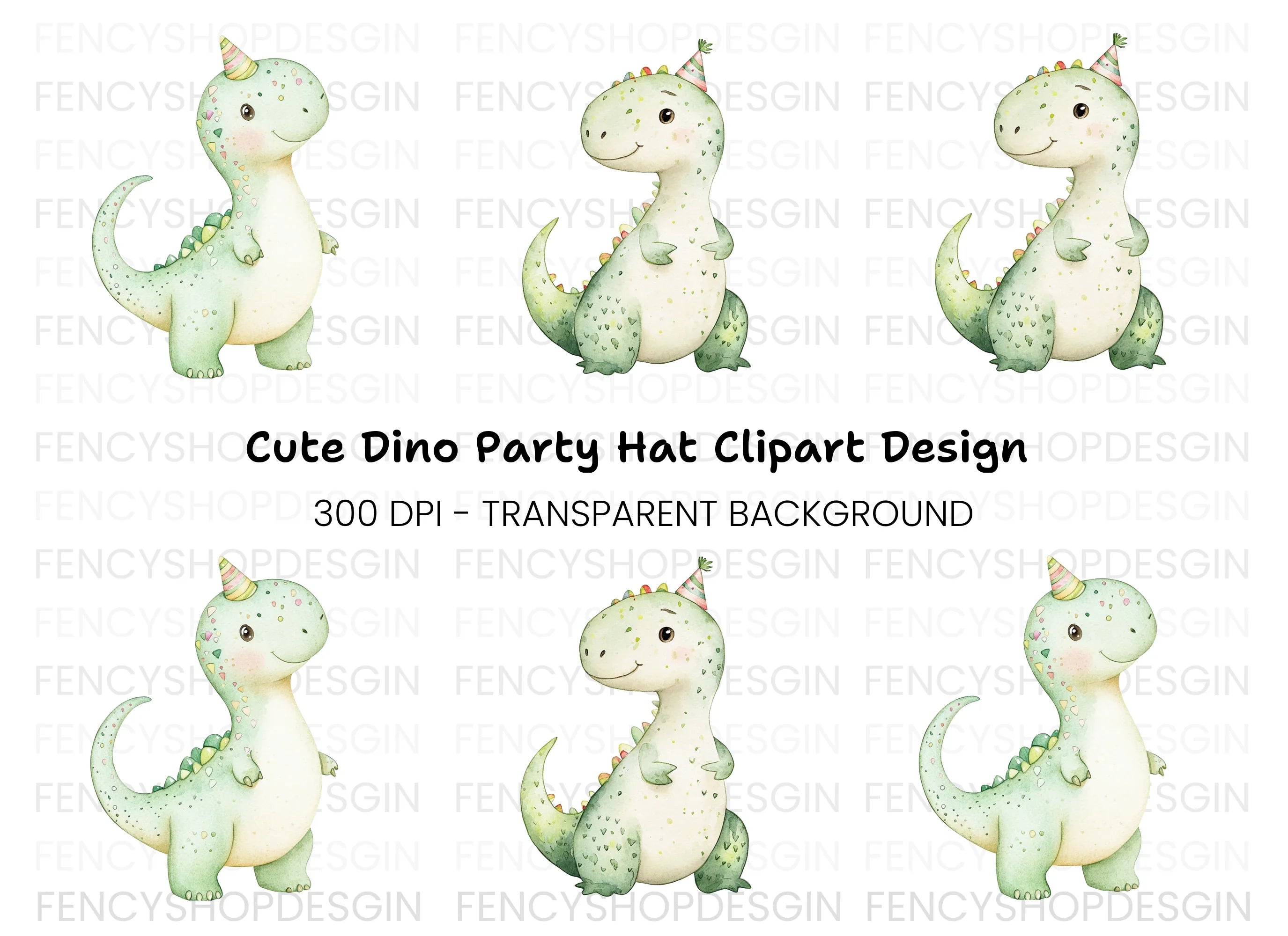 Adorable Baby Dinosaur Birthday Clipart Bundle