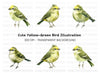 Cute Green Bird Clipart Bundle