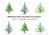 Whimsical Swirl Christmas Tree Clipart Bundle