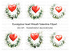 Eucalyptus Heart Wreaths Clipart Bundle