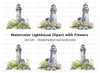 Stone Lighthouse with Flowers Clipart Bundle