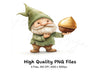 Cute Garden Gnome with Golden Acorn Clipart Bundle