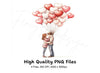 Romantic Couple with Heart Balloons Clipart Bundle