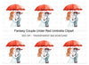 Fantasy Couple Under Red Umbrella Clipart Bundle