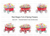 Red Wagon with Spring Flowers Clipart Bundle